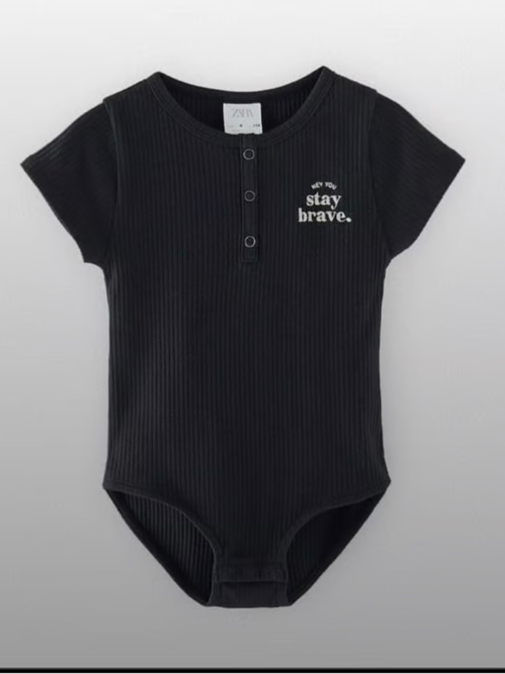 ZARA Black and White Ribbed Short-Sleeve One-Piece Bodysuit - Stay Brave